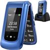 uleway Telefono Cellulare per Anziani con Tasti Grandi,Senior Telefoni per Persone Anziane,Volume alto,Funzione SOS,Pantalla 2.4+1.77",Base di ricarica e fotocamera(Blu)