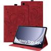 Auslbin Cover per Samsung Galaxy Tab A9 + / A9 Plus 11" 2023, Pelle PU Goffrata a Farfalla con Funzione di Supporto e Portapenne per Tab A9 +/SM-X210/SM-X215, Farfalla Rossa