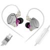 Yinyoo KZ ZSN Pro - Auricolari in-ear USB C con microfono, viola | Driver dinamico ibrido Armatura Bilanciata Cuffie Dual Driver 1DD 1BA Bassi Profondi Suono Stereo Ergonomico Confortevole