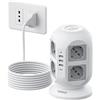 TESSAN Ciabatta Multipresa 8 Schuko e 4 USB, Prolunga 5M e Interruttore | Torretta Multipresa 20W Ricarica, Adattatore Itailne per Ufficio, Casa, Grigio