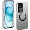 TAUYN Custodia per Xiaomi 12T/Xiaomi 12T PRO, Indietro Faccia Sorridente Modello Desingn Cover, PC Antiurto Ultra Sottile Custodia, Nero