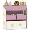 AIYAPLAY Scaffale Portagiochi Bambini a 3 Livelli con 6 Contenitori Rosa | Contenitori in Tessuto Rimovibili, Mobile Porta Giocattoli, per Camera da Letto, Soggiorno, Camera dei Giochi
