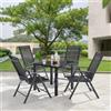 Juskys Set da giardino in alluminio Milano 4+1-4 sedie con schienale alto regolabili e pieghevoli con tavolo - set di mobili da giardino 5 pezzi resistenti alle intemperie - Grigio