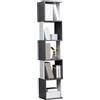 HOMCOM Libreria Moderna a 5 Ripiani in Legno 33x28x161cm Grigio e Bianco | Mobile Libreria Salvaspazio, per Soggiorno, Casa e Ufficio