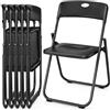Asdsed Set 6 Sedie Pieghevoli di Plastica con Robusto Telaio in Acciaio, Portata Fino a 160 kg, Sedia Pieghevole per Soggiorno, Esterno, Campeggio, Balcone, Cucina, Ufficio, Nero