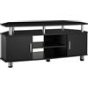 HOMCOM Mobile Porta TV Classico da Soggiorno, 120x39.5x52cm, Nero | 2 Ripiani, 2 Armadietti, MDF e Acciaio Inox