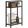 HOMCOM Tavolino da Salotto a 3 Ripiani in Vetro e Acciaio 40x18x62cm Nero | Compatto, Consolle da Ingresso e Comodino, Tavolino da Soggiorno Moderno Salvaspazio, per Soggiorno e Camera