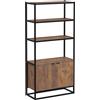 HOMCOM Scaffale Libreria Vintage 3 Ripiani in Legno Nero 76x33x162.5cm | 1 Armadietto, Telaio in Metallo