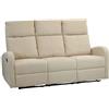 Totò Piccinni Divano Relax 3 POSTI EUREKA, Reclinabile Manuale con Maniglia Laterale, Imbottitura Ergonomica, Struttura in Legno (Tessuto Beige New)