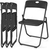 Asdsed Set 4 Sedie Pieghevoli Plastica e Metallo, Fino a 160kg, Leggero e impermeabile, Risparmia Spazio Sedia Pieghevole per Esterno, Giardino, Campeggio, Balcone, Ufficio, Feste, Nero