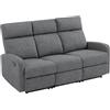 HOMCOM Divano 3 Posti Reclinabile Manuale 145° con Poggiapiedi Grigio | Poltrona Relax, Poltroncina Imbottita Ergonomica in Ciniglia, per Camera da Letto, Ufficio, Salotto, Soggiorno