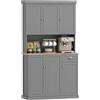 HOMCOM Credenza Cucina Alta con Armadietti Cassetto 101x39x180cm Grigio | Piano Portamicroonde, Mobile Dispensa Cucina Stretto con Ante, Ripiani Regolabili, per Soggiorno, Sala da Pranzo