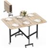 HOMCOM Tavolo da Pranzo Pieghevole per 4-6 Persone, Rovere e Nero | Tavolo Cucina a Ribalta, Ruote a Freno, Scrivania Richiudibile, Struttura in Acciaio, per Soggiorno, 120x80x73 cm