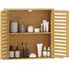 HOMCOM Pensile Bagno con Ante a Persiana in Bambù 60x20x60 cm Color Legno | Mobiletto Bagno Sospeso, Ripiano Interno Regolabile