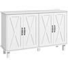 HOMCOM Credenza 2 Ante con Ripiani Credenza Multiuso 120x37x75 cm Bianco | in MDF, a 4 Livelli, con 2 Ripiani Regolabili, per Soggiorno Cucina e Ingresso