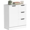 HOMCOM Credenza Cucina Slim, 3 Cassetti, Anta Soft-Close, 60x30x70cm Bianco | Mobile Cucina, Maniglie Nere, Credenza Soggiorno, Salvaspazio, Moderno, per Sala da Pranzo Ingresso Salotto