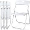 Asdsed Set 4 Sedie Pieghevoli Plastica e Metallo, Fino a 160kg, Leggero e impermeabile, Risparmia Spazio Sedia Pieghevole per Esterno, Giardino, Campeggio, Balcone, Ufficio, Feste