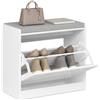 HOMCOM Panca Scarpiera da Ingresso con Seduta Imbottita, 60x30x52cm, Bianco | Scarpiera Salvaspazio Slim, Anta a Ribalta, Ripiano Regolabile, per Ingresso Corridoio
