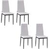 HOMCOM Set 4 Sedie Imbottite per Soggiorno o Sala da Pranzo Bianco | Sedie da Cucina, Struttura in Metallo, Rivestimento in Tessuto