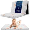 Totsy Baby Materasso Culla 60x120 cm pieghevole per Lettino da Viaggio - Sfoderabile con rivestimento lavabile a 30 gradi & borsa inclusa - Materasso Bambini in schiuma Orsacciotti
