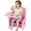 AIYAPLAY 2 in 1 Tavolino e Sedia per Bambini Motivi a Cuore, Rosa | Set Tavolo e Sedia per Bambini 3-5 Anni, in Legno MDF, Contenitore Integrato, per Cameretta e Sala Giochi