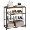 WOLTU Scarpiera da Ingresso Panca Scarpiera a 3 Ripiani per 9 Scarpe, Porta Scarpe Scaffale con Seduta in Legno e Metallo