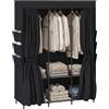 HOMCOM Armadio in Tessuto Salvaspazio 3 Aste 3 Ripiani 130x45x167 cm, Nero | Guardaroba Salvaspazio, 6 Tasche Laterali, Ante Antipolvere con Zip, per Camera da Letto