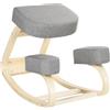 Vinsetto Sedia Ergonomica con Inginocchiatoio e Movimento a Dondolo Grigio | Sedia Posturale Imbottita Moderna, Legno di Betulla e Poliestere, 51x69x58 cm