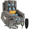 HOMCOM Poltrona Elettrica Alzapersona Reclinabile 155° Grigio Scuro | Poltrona Relax Massaggiante 8 Punti, Riscaldata, Seduta Ampia, Ciniglia per Anziani, USB, Telecomando, Timer, Portabicchieri