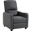 HOMCOM Poltrona Relax Reclinabile Manuale con Poggiapiedi, Grigio Scuro | Poltrona Reclinabile Ergonomica, Spessa Imbottitura, Pelle PU, Struttura in Metallo e Legno, Soggiorno, Camera, 69x91x100cm