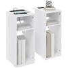 HOMCOM Set 2 Tavolini da Salotto Moderni con Ripiani Aperti, Bianco | Tavolini da Soggiorno, 2 prese AC, 2 porte USB, Design Sottile, per Soggiorno, Camera da Letto, Ufficio