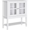 HOMCOM Credenza Cucina Moderna con 2 Ante in Vetro Temperato, Bianco | Mobile Cucina, Ripiano Interno regolabile, per Sala da Pranzo, Soggiorno, 80x28x84 cm