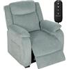 HOMCOM Poltrona Relax Elettrica Reclinabile 145° con Poggiapiedi, Verde | Poltrona Reclinabile Imbottita con Braccioli Larghi, Schienale Spesso, USB, Telecomando, Tasche Laterali, Lino, Soggiorno