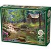 Cobble Hill 3840199 - Casetta della foresta sul ruscello, puzzle da 1000 | Include poster puzzle, per adulti e bambini, puzzle paesaggistico, casa di blocchi