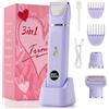 Cormyvo Rasoio Elettrico Donna 3 in 1 per Corpo e Zona Bikini (Viola) | 3 TESTINE INTERCAMBIABILI, 3 IN 1 PER DONNA, LUNGHEZZA REGOLABILE ,TESTINE LAVABILI IPX7, DISPLAY LED , RICARICA IN 1,5 ORE