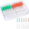 jjshund 200 Pezzi Scovolini dentali, Scovolino Interdentale Silicone | Scovolino Denti Spazzolini Interdentali con Scatola per l'Igiene Dentale Pulizia Denti Salute Orale (Verde, Arancia)