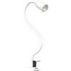 B.K.Licht Lampada LED da tavolo con morsetto, inclusa lampadina GU10 5W, luce calda, orientabile, interruttore a levetta, collo di cigno, lampada piccola da comodino o scrivania, metallo bianco