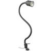 B.K.Licht Lampada LED da tavolo con morsetto, inclusa lampadina GU10 5W, luce calda, orientabile, interruttore a levetta, collo di cigno, lampada piccola da comodino o scrivania, metallo nero opaco