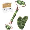 Alyvisun Gua Sha Viso in Giada Verde Naturale | Rullo Massaggio Viso per Collo e Corpo, Riduce il Gonfiore e Migliora la Contorno della Mascella con manuale Regalo