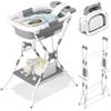 COOSEYA 3 in 1 Vasca da Bagno per Neonati con Supporto, Vasca Pieghevole per Neonati e Rete di Supporto, Adatta da 0 a 18 Mesi, Compatta e Facile da Trasportare, Grigio