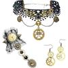 SEPWGUMD accessori steampunk, ingranaggi steampunk,Girocollo in pizzo scuro elaborato,Orologio Ingranaggi Orecchini pendenti,Guanti senza dita - Completo di Costumi Halloween e Accessori Unici per la Tua Festa