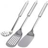 Rieoany Set di Spatole in Acciaio Inox, Resistenti al Calore e Antiscottatura, 3 Spatole da Cucina per Pentole Antiaderenti, Facili da Pulire, Colore Argento
