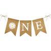 G2PLUS Uno Striscione Compleanno per Seggiolone ONE con Motivo Crisantemo | Striscione Buon Compleanno 1 Anno,Banner di lino di Primo Compleanno per il Ragazzo