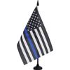 AZ FLAG Bandiera da Tavolo Stati Uniti Blue Black Line 21x14 cm | Uso interno bandiera da tavolo americana finitura cucita e bordi rinforzati con asta in plastica e base in plastica