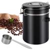 ASelected Barattolo da caffè ermetico in acciaio inox, da 1,8 l, con coperchio e pala, sottovuoto, con indicazione della data, chicchi di caffè per chicchi di caffè, noci e grani
