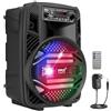 Pyle Sistema di altoparlanti Bluetooth portatile, 300 W, ricaricabile, per esterni, con subwoofer da 20,3 cm, tweeter da 2,5 cm, microfono in, luci per feste, MP3/USB, radio, telecomando
