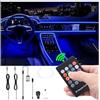 QAUBEN Kit di illuminazione ambientale dell'interno auto USB Multicolore RGB 3m Fibra ottica 8 colori memoria musica Telecomando RF senza fili Luce atmosfera auto con Autoicabatterie per auto 12V
