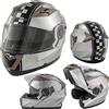 A-PRO Casco Modulare Moto Touring Visiera Doppia Grafica ECE 22 Omologato Argento XS