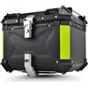 Generico BAULETTO MOTO SCOOTER 45LTR NERO EFFETTO ALLUMINIO CON PIASTRA UNIVERSALE E SCHIENALE CHIUSURA ANTIFURTO MATERIALE ABS