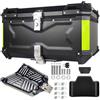 Generico BAULETTO MOTO SCOOTER 62LTR NERO EFFETTO ALLUMINIO CON PIASTRA UNIVERSALE E SCHIENALE CHIUSURA ANTIFURTO MATERIALE ABS